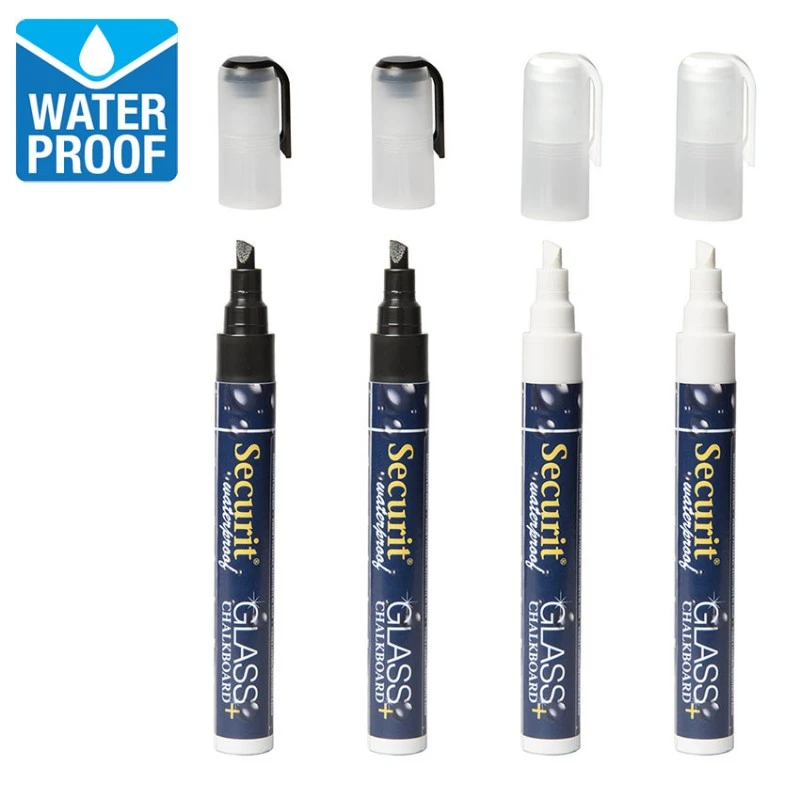 4 Feutres Craie Blanc Et Noir Waterproof 2-6 Mm 2 4 Feutres Craie Blanc Et Noir Waterproof 2-6 Mm – Image 2