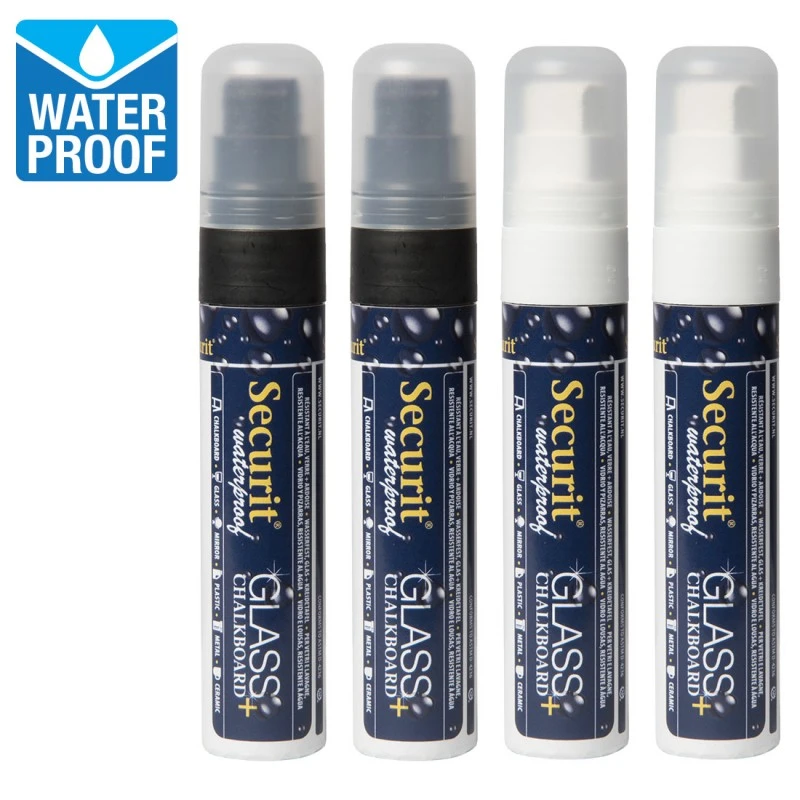 4 Feutres Craie Blanc Et Noir Waterproof 7-15 Mm 2 4 Feutres Craie Blanc Et Noir Waterproof 7-15 Mm – Image 2