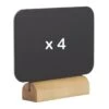 4 Mini Ardoises De Table Silhouette Rectangle Socle Bois + Feutre Craie
