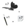 7 Ardoises Murales Silhouette 3D Noire Modèle Papillon + 1 Feutre-craie - Décoration Murale Ardoise Décorative