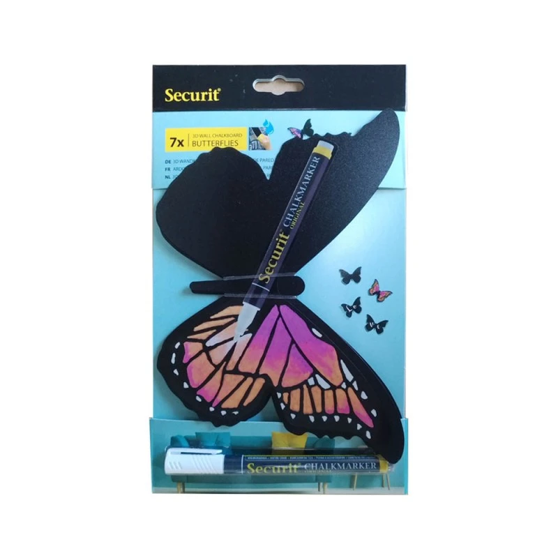7 Ardoises Murales Silhouette 3D Noire Modèle Papillon + 1 Feutre-craie - Décoration Murale Ardoise Décorative 4 7 Ardoises Murales Silhouette 3D Noire Modèle Papillon + 1 Feutre-craie - Décoration Murale Ardoise Décorative – Image 4