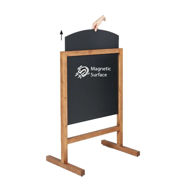 Ardoise Sur Pied En Bois Double Face Et Magnétique Pour Hôtel Restaurant - Modèle Wood Maki (60 X 78 Cm) 2 Ardoise Sur Pied En Bois Double Face Et Magnétique Pour Hôtel Restaurant - Modèle Wood Maki (60 X 78 Cm) – Image 2
