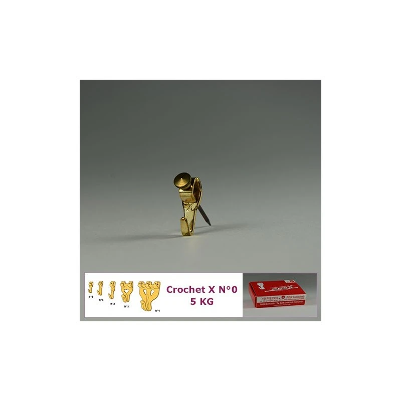 Crochet X N°0 Jusqu'à 5 Kg : Boite De 10 2 Crochet X N°0 Jusqu'à 5 Kg : Boite De 10 – Image 2