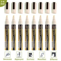 Feutre-craie Blanc 2-6 Mm Par 8