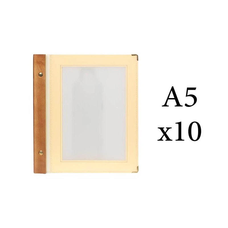 Lot 10 Protège-menus Beige WOOD + 2 Inserts Format A5 Pour Hôtel Restaurant - Securit 2 Lot 10 Protège-menus Beige WOOD + 2 Inserts Format A5 Pour Hôtel Restaurant - Securit – Image 2