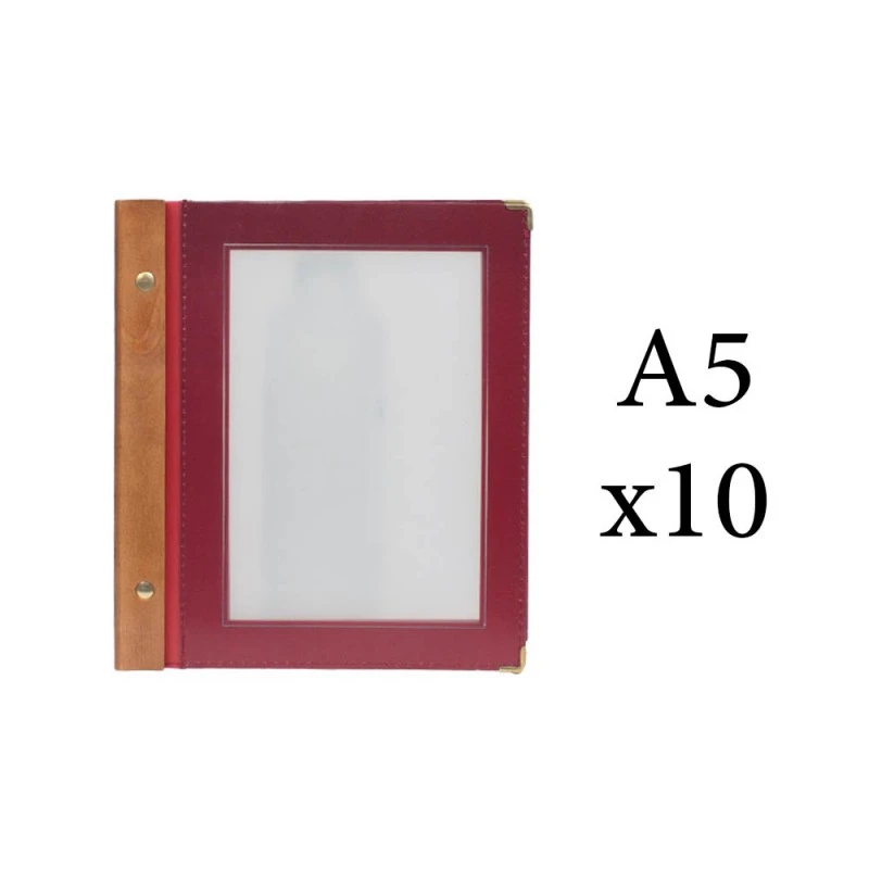 Lot 10 Protège-menus Bordeaux WOOD + 2 Inserts Format A5 Pour Hôtel Restaurant - Securit 2 Lot 10 Protège-menus Bordeaux WOOD + 2 Inserts Format A5 Pour Hôtel Restaurant - Securit – Image 2