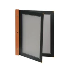 Lot 10 Protège-menus Noir WOOD + 2 Inserts Format A4 Pour Hôtel Restaurant - Securit