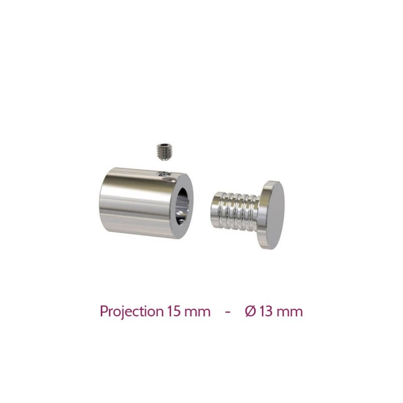 Lot 4 Entretoises Percées En Inox Poli Ø 13 Mm Projection 15 Mm - Fixation Murale De Plaque En Verre & Plexiglass 2 Lot 4 Entretoises Percées En Inox Poli Ø 13 Mm Projection 15 Mm - Fixation Murale De Plaque En Verre & Plexiglass – Image 2