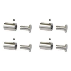 Lot 4 Entretoises Percées En Inox Poli Ø 13 Mm Projection 20 Mm - Fixation Murale De Plaque En Verre & Plexiglass