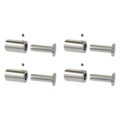 Lot 4 Entretoises Percées En Inox Poli Ø 15 Mm Projection 25 Mm - Fixation Murale De Plaque En Verre & Plexiglass