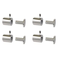 Lot 4 Entretoises Percées En Inox Poli Ø 18 Mm Projection 20 Mm - Fixation Murale De Plaque En Verre & Plexiglass