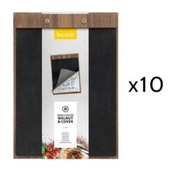 Lot De 10 Porte-menu Clipboard Format A4 En Bois De Noyer Et Simili Cuir - Présentation Menu Restaurant -Déco Bistro Pas Cher Magasin lot de 10 porte menu clipboard format a4 en bois de noyer et simili cuir presentation menu restaurant 1