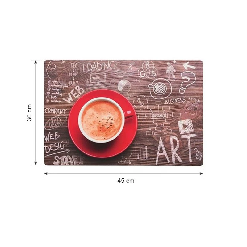 Lot De 4 Sets De Table Cuisine Décoration Table Modèle Café Coffee Time - Set De Table Design 45 X 30 Cm 3 Lot De 4 Sets De Table Cuisine Décoration Table Modèle Café Coffee Time - Set De Table Design 45 X 30 Cm – Image 3