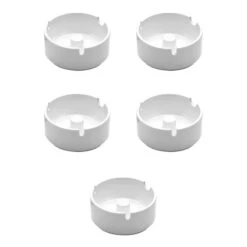 Lot De 5 Cendriers En Mélamine Couleur Blanc Diamètre 10 Cm - Accessoires Bar Restaurant