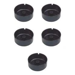 Lot De 5 Cendriers En Mélamine Couleur Noir Diamètre 10 Cm - Accessoires Bar Restaurant