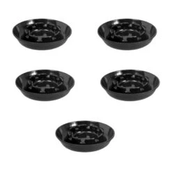 Lot De 5 Cendriers En Mélamine Couleur Noir Diamètre 14 Cm - Accessoires Restauration Hôtellerie