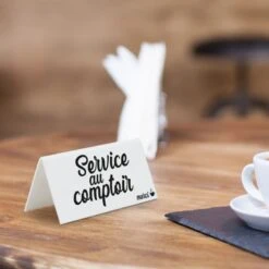 Lot De 5 Chevalets De Table Blancs "Service Au Comptoir" Pour Bar - Café 5 Lot De 5 Chevalets De Table Blancs "Service Au Comptoir" Pour Bar - Café -Déco Bistro Pas Cher Magasin lot de 5 chevalets de table blancs service au comptoir pour bar cafe 2