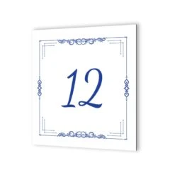 Numéro De Maison Extérieur Personnalisable En Dibond Blanc Picto Bleu · Numéro De Rue Modèle Cadre Ethnique