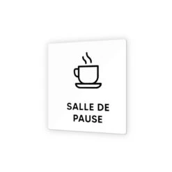 Petit Panneau Signalétique Pour Mairie Format 9 X 9 Cm En Plexi Picto Noir - Modèle Salle De Pause