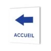 Pictogramme Panneau Flèche Directionnelle Format 20 X 20 Cm En Dibond Blanc Picto Bleu · Modèle Accueil Gauche