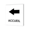 Pictogramme Panneau Flèche Directionnelle Format 20 X 20 Cm En Dibond Blanc Picto Noir · Modèle Accueil Gauche