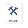 Pictogramme Panneau Signalétique Format 20 Cm X 20 Cm En Dibond Blanc Picto Bleu - Modèle Atelier