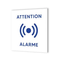 Pictogramme Panneau Signalétique Format 20 Cm X 20 Cm En Dibond Blanc Picto Bleu - Modèle Attention Alarme