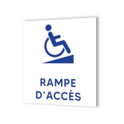 Pictogramme Panneau Signalétique Format 20 Cm X 20 Cm En Dibond Blanc Picto Bleu - Modèle Rampes D'Accès PMR