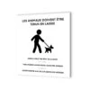 Pictogramme Panneau Signalétique Format 20 Cm X 20 Cm En Dibond Blanc Picto Noir - Modèle Animaux En Laisse