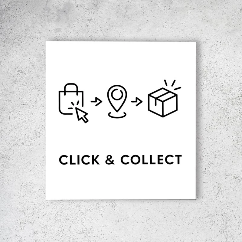 Pictogramme Panneau Signalétique Format 20 Cm X 20 Cm En Dibond Blanc Picto Noir - Modèle Click & Collect 2 Pictogramme Panneau Signalétique Format 20 Cm X 20 Cm En Dibond Blanc Picto Noir - Modèle Click & Collect – Image 2