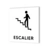Pictogramme Panneau Signalétique Format 20 Cm X 20 Cm En Dibond Blanc Picto Noir - Modèle Escalier Gauche