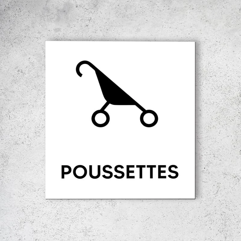 Pictogramme Panneau Signalétique Format 20 Cm X 20 Cm En Dibond Blanc Picto Noir - Modèle Poussettes 2 Pictogramme Panneau Signalétique Format 20 Cm X 20 Cm En Dibond Blanc Picto Noir - Modèle Poussettes – Image 2