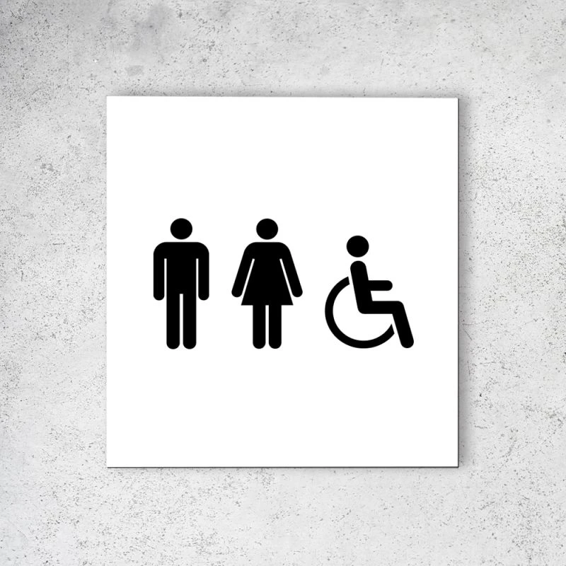 Pictogramme Panneau Signalétique Format 20 Cm X 20 Cm En Dibond Blanc Picto Noir - Modèle Toilettes Trio 2 Pictogramme Panneau Signalétique Format 20 Cm X 20 Cm En Dibond Blanc Picto Noir - Modèle Toilettes Trio – Image 2