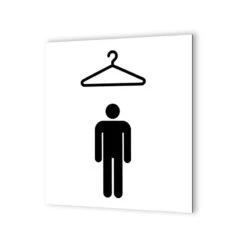 Pictogramme Panneau Signalétique Format 20 Cm X 20 Cm En Dibond Blanc Picto Noir - Modèle Vestiaires Hommes