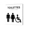 Pictogramme Panneau Signalétique Format 20 Cm X 20 Cm En Dibond Blanc Picto Noir - Modèle WC Trio