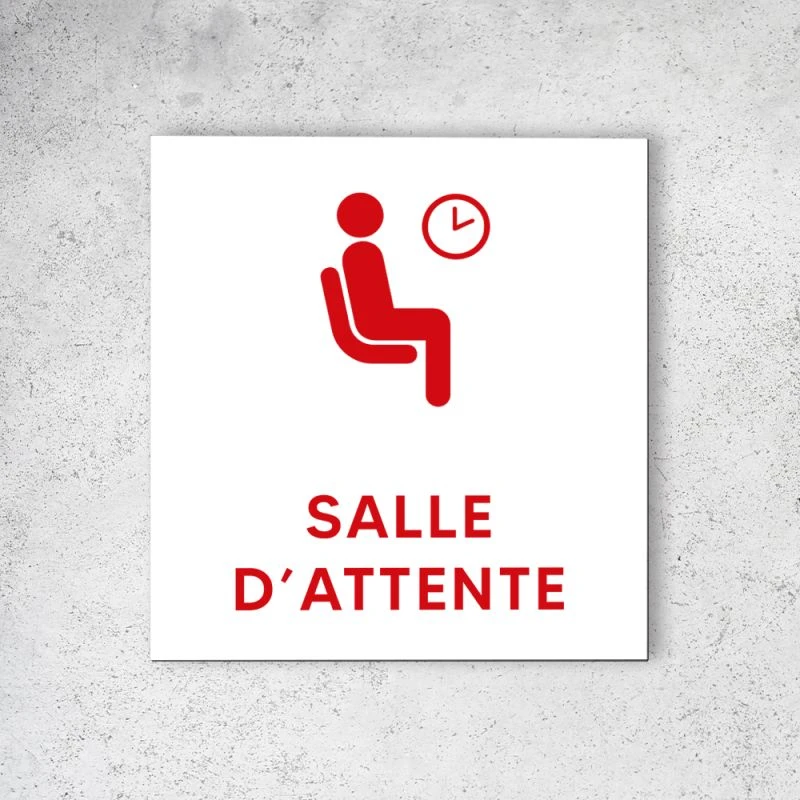 Pictogramme Panneau Signalétique Format 20 Cm X 20 Cm En Dibond Blanc Picto Rouge - Modèle Salle D'Attente 2 Pictogramme Panneau Signalétique Format 20 Cm X 20 Cm En Dibond Blanc Picto Rouge - Modèle Salle D'Attente – Image 2