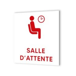 Pictogramme Panneau Signalétique Format 20 Cm X 20 Cm En Dibond Blanc Picto Rouge - Modèle Salle D'Attente