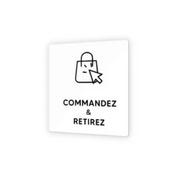 Pictogramme Panneau Signalétique Format 9 X 9 Cm En Plexi Picto Noir - Modèle Commandez & Retirez