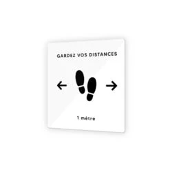 Pictogramme Panneau Signalétique Format 9 X 9 Cm En Plexi Picto Noir - Modèle Gardez Vos Distance (distanciation Soc