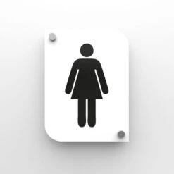 Pictogramme Plexi Toilettes Femmes Couleur Blanc - Signalétique Plaque De Porte Toilettes Femme