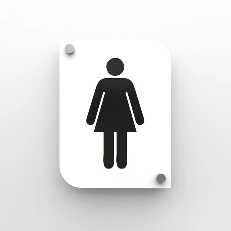 Pictogramme Plexi Toilettes Femmes Couleur Blanc - Signalétique Plaque De Porte Toilettes Femme 1 Pictogramme Plexi Toilettes Femmes Couleur Blanc - Signalétique Plaque De Porte Toilettes Femme