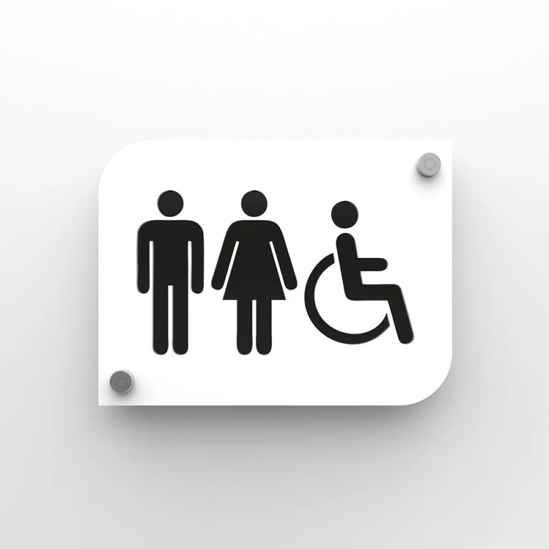 Pictogramme Plexi Toilettes Trio Hommes/femmes Handicapés PMR - Signalétique Toilettes 2 Pictogramme Plexi Toilettes Trio Hommes/femmes Handicapés PMR - Signalétique Toilettes – Image 2