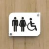 Pictogramme Plexi Toilettes Trio Hommes/femmes Handicapés PMR - Signalétique Toilettes