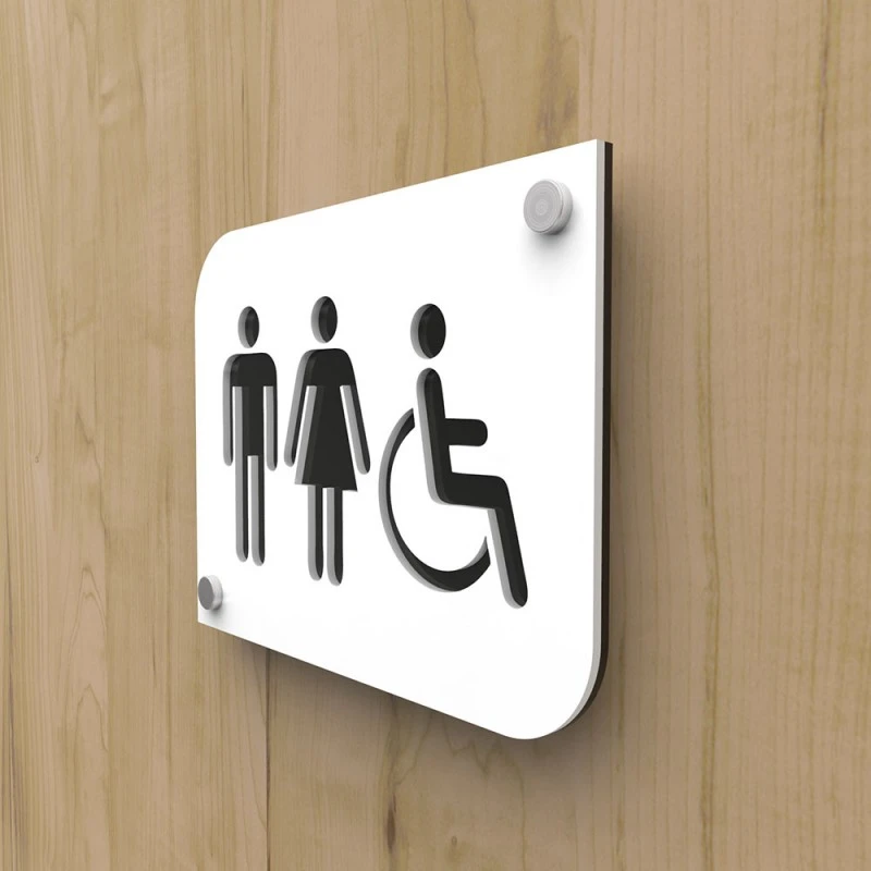 Pictogramme Plexi Toilettes Trio Hommes/femmes Handicapés PMR - Signalétique Toilettes 3 Pictogramme Plexi Toilettes Trio Hommes/femmes Handicapés PMR - Signalétique Toilettes – Image 3