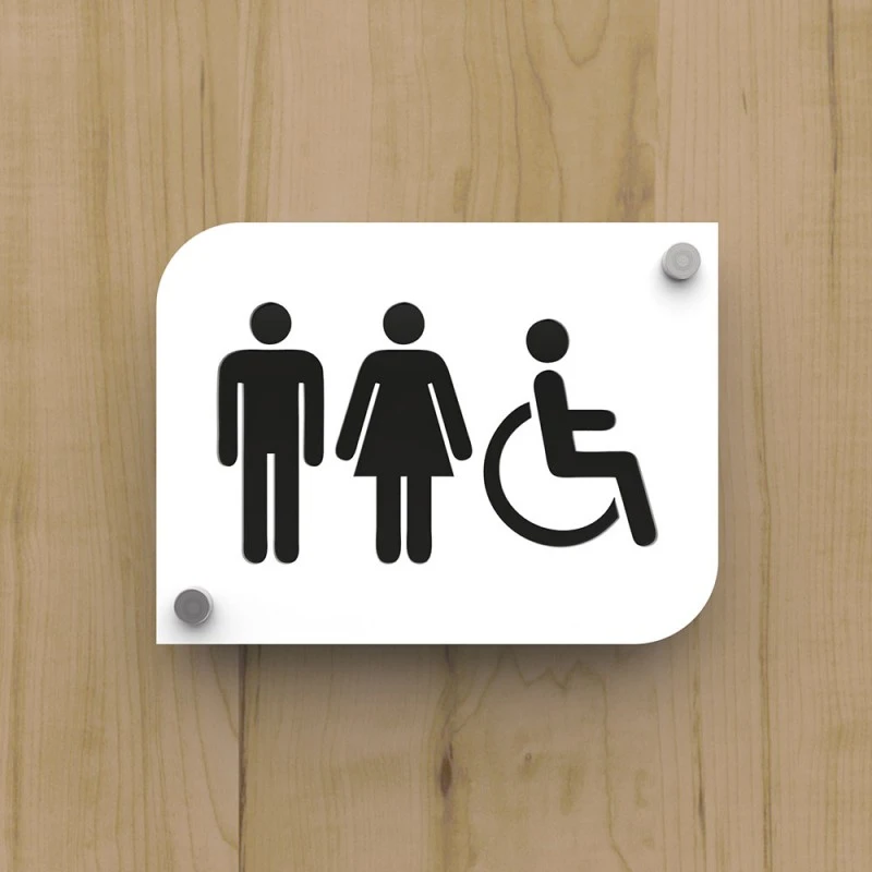 Pictogramme Plexi Toilettes Trio Hommes/femmes Handicapés PMR - Signalétique Toilettes 1 Pictogramme Plexi Toilettes Trio Hommes/femmes Handicapés PMR - Signalétique Toilettes