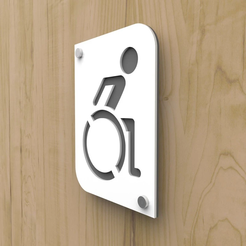 Plaque De Porte Design Toilettes Handicapés PMR Couleur Blanc à Personnaliser - Pictogramme WC Handicapés PMR 3 Plaque De Porte Design Toilettes Handicapés PMR Couleur Blanc à Personnaliser - Pictogramme WC Handicapés PMR – Image 3