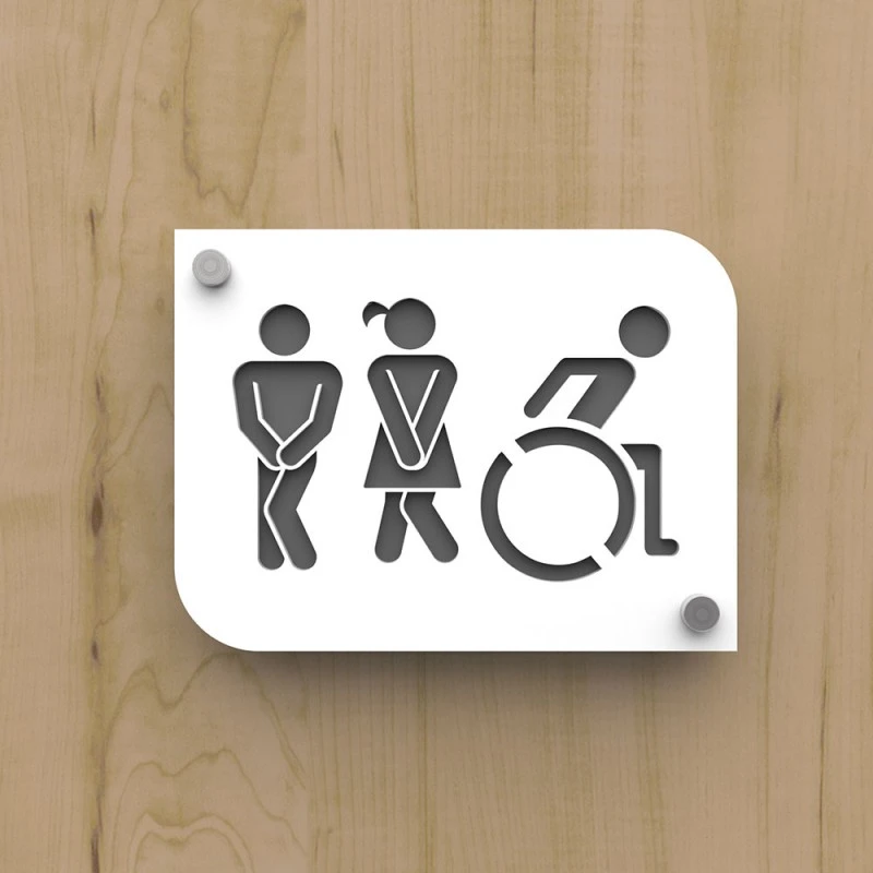 Plaque De Porte Design Toilettes Trio Hommes / Femmes / Handicapés PMR - Pictogramme WC Homme / Femme / PMR 2 Plaque De Porte Design Toilettes Trio Hommes / Femmes / Handicapés PMR - Pictogramme WC Homme / Femme / PMR – Image 2