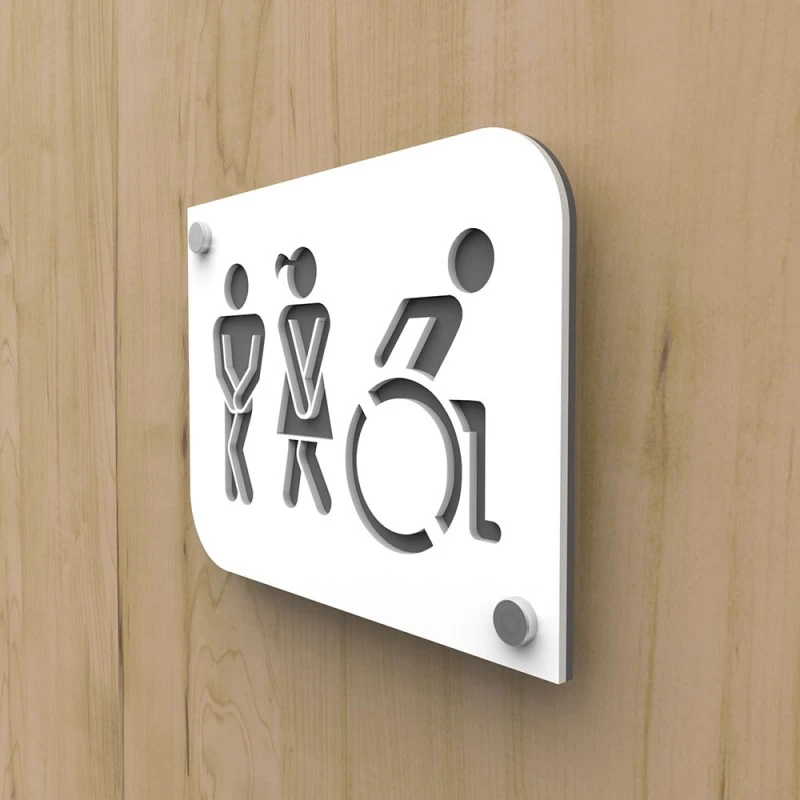 Plaque De Porte Design Toilettes Trio Hommes / Femmes / Handicapés PMR - Pictogramme WC Homme / Femme / PMR 3 Plaque De Porte Design Toilettes Trio Hommes / Femmes / Handicapés PMR - Pictogramme WC Homme / Femme / PMR – Image 3