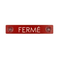 Plaque Rouge "Fermé" à Ventouses Pour Fixation Vitrine - Panneau PVC Signalétique Hôtel Restaurant Boutique