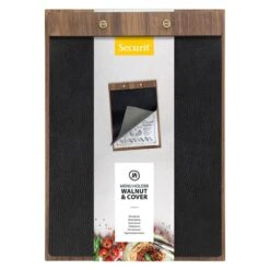 Porte Menu Format A4 Type Clipboard En Bois De Noyer Et Simili Cuir - Présentation Menu Restaurant
